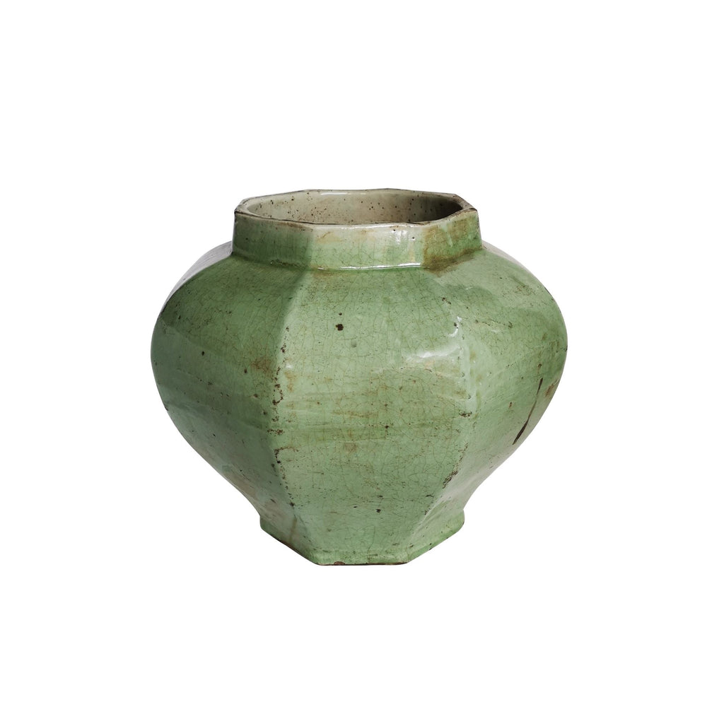 Celadon Crackle Octagonal Jar