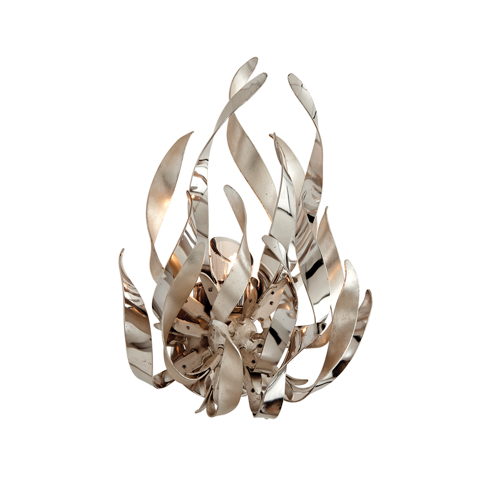 Graffiti Wall Sconce 15" - Silver Leaf Polished Stainless