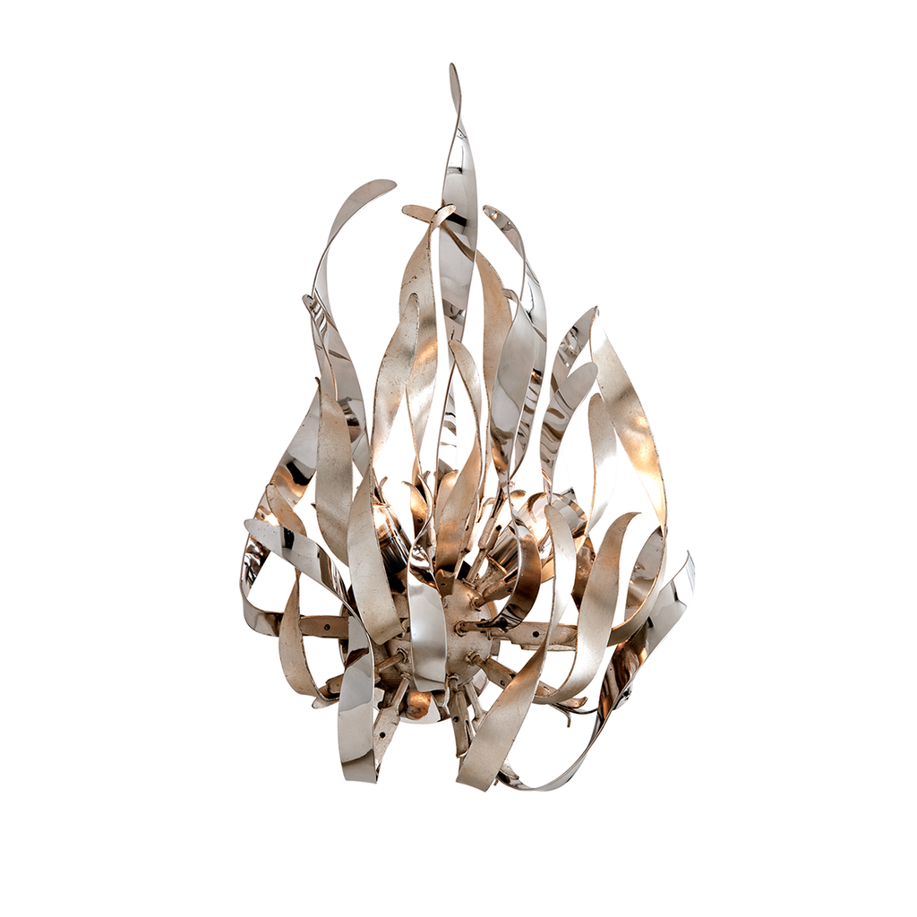 Graffiti Wall Sconce 20" - Silver Leaf Polished Stainless