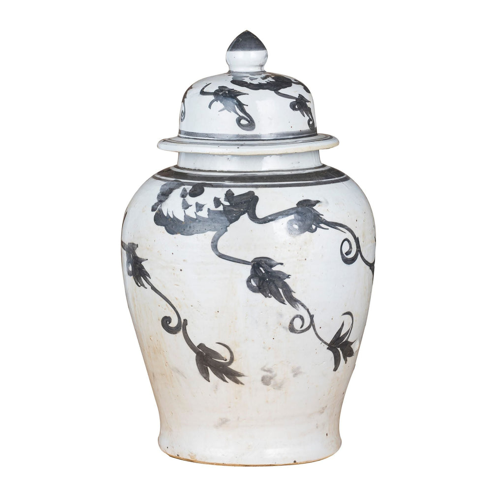 Black Temple Jar Vine Motif