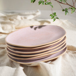 Litchi Oval Dessert Plates, Set of 6