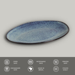 Denim Oval Dessert Plates, Set of 6