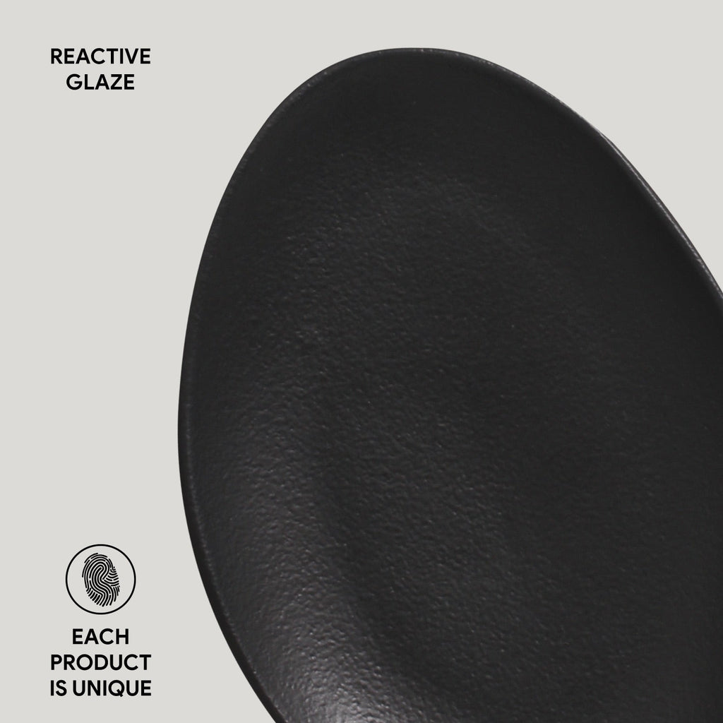 Matte Black Oval Dessert Plates, Set of 6