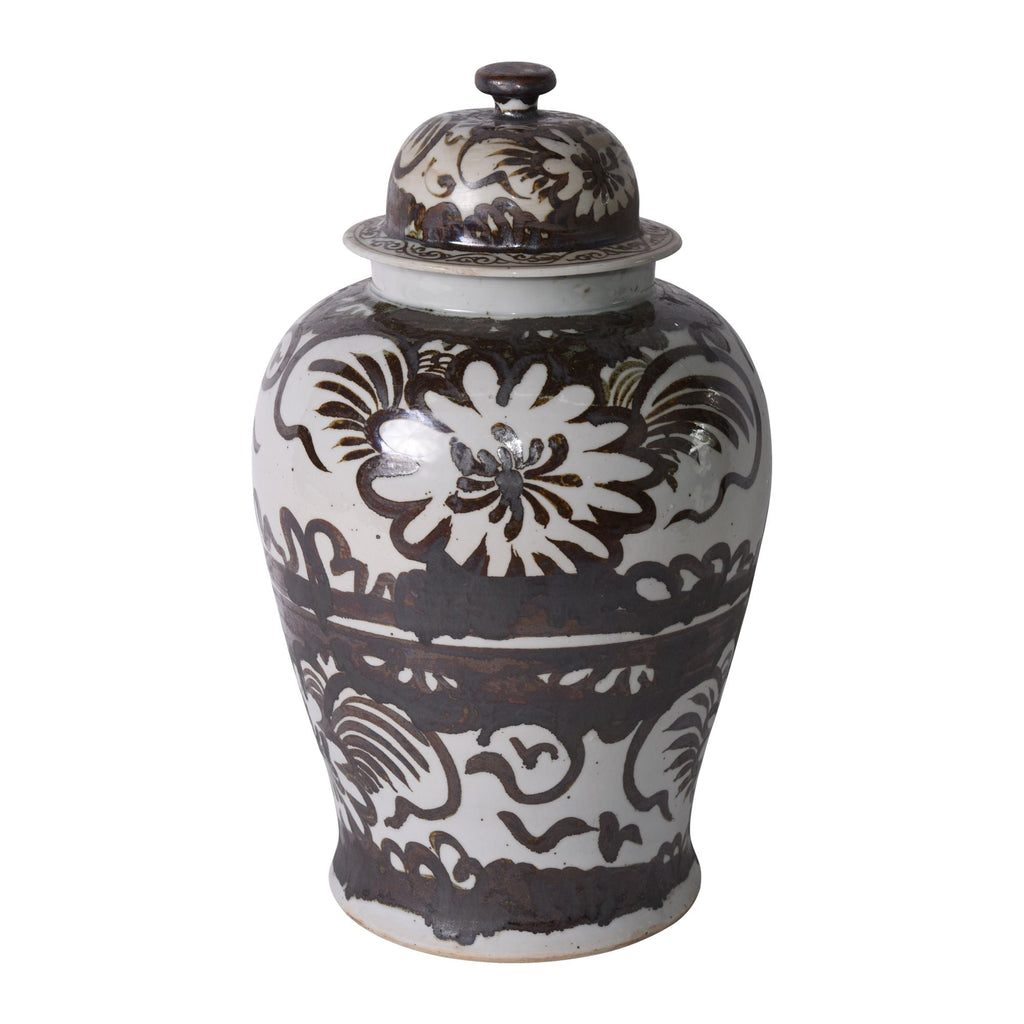 Rusty Brown Silla Flower Temple Jar