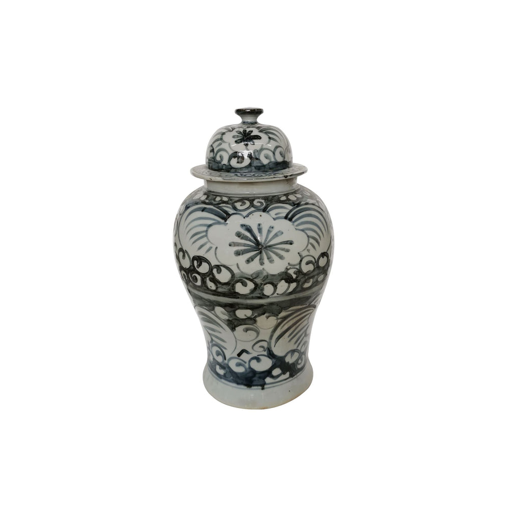 Blue And White Sea Flower Temple Jar Small