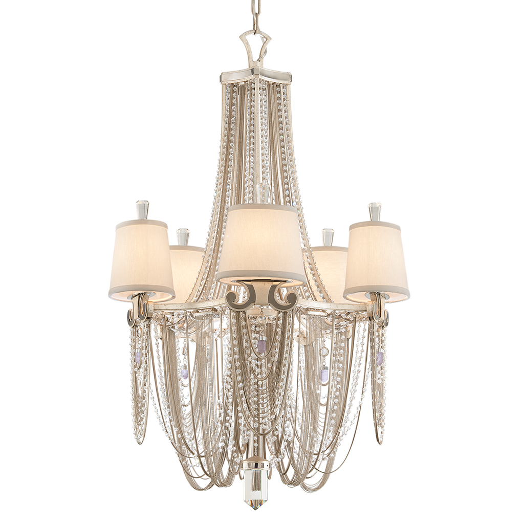 Flirt Chandelier 41" - Silver Leaf Polished Stainless