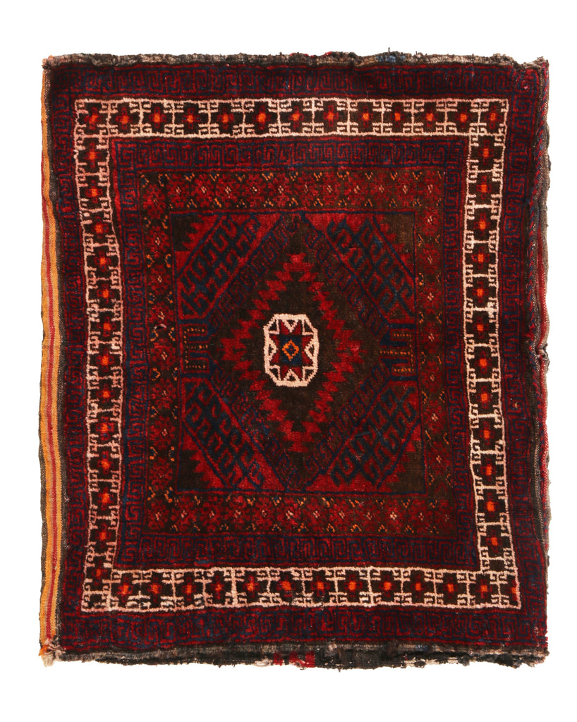 Vintage Green And Red Persian Geometric Wool Rug - 15725