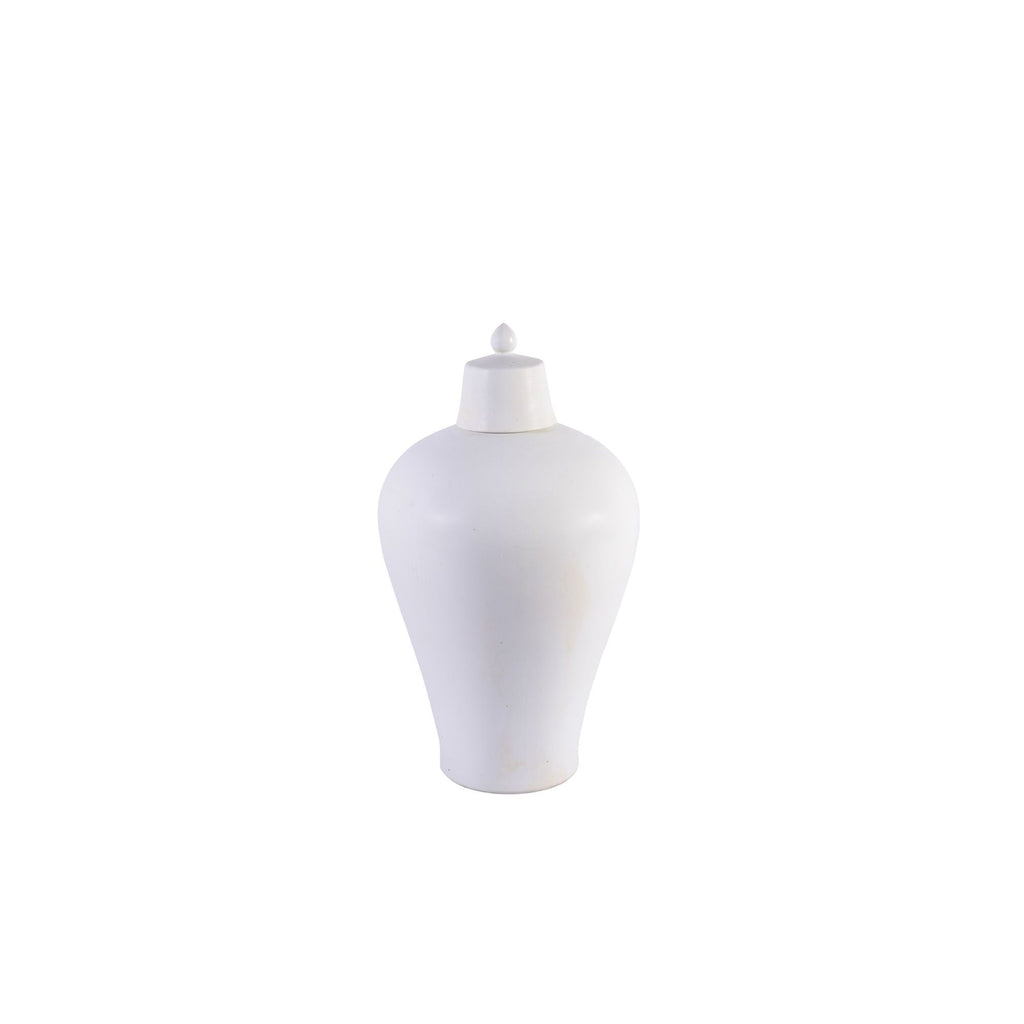 Matte White Lidded Plum Vase