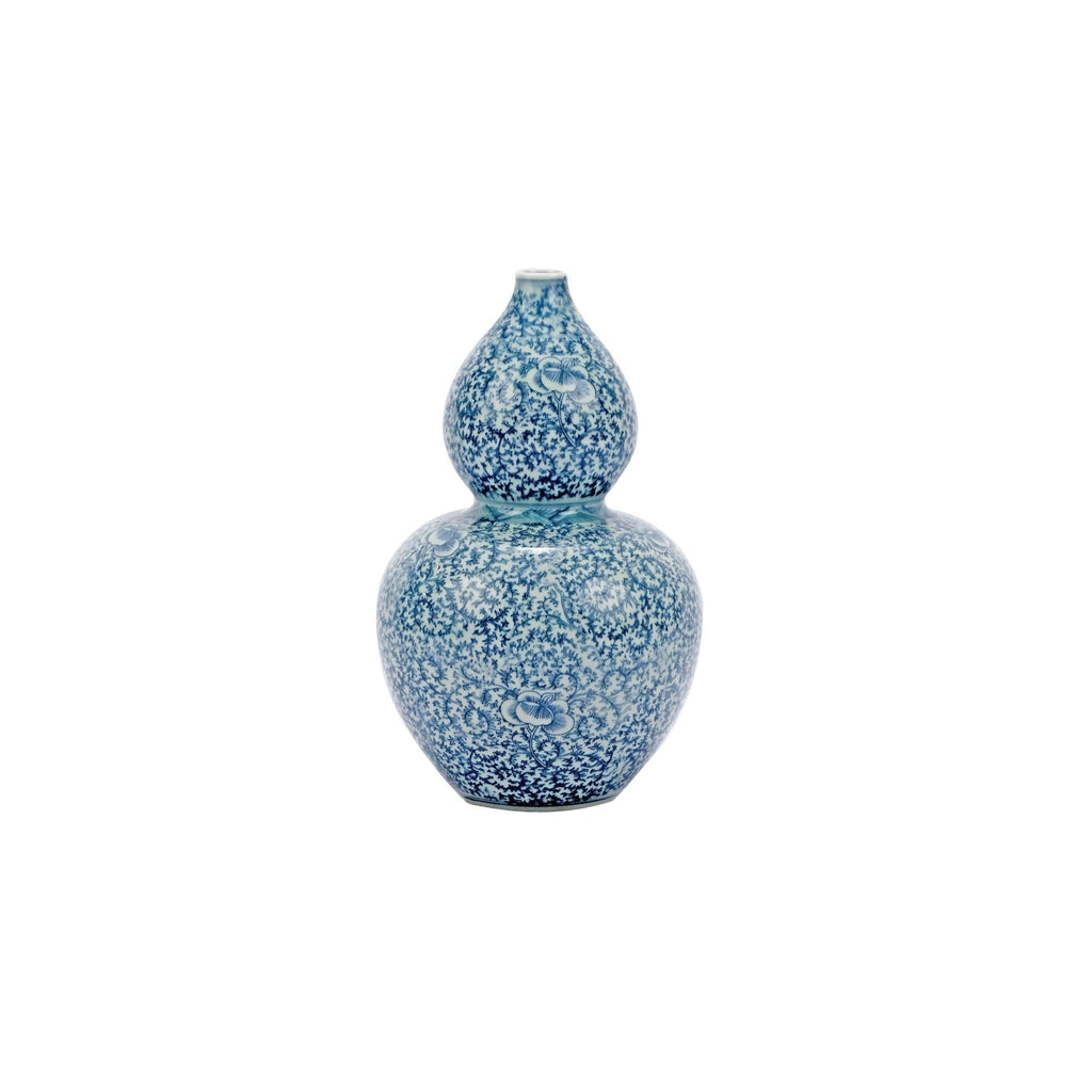 Blue and White Floral Gourd Vase