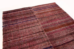 Vintage Geometric Striped Purple Wool Kilim Rug - 15817