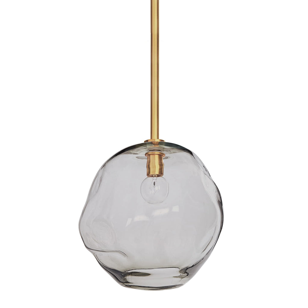 Molten Pendant Large With Smoke Glass - Natural Brass