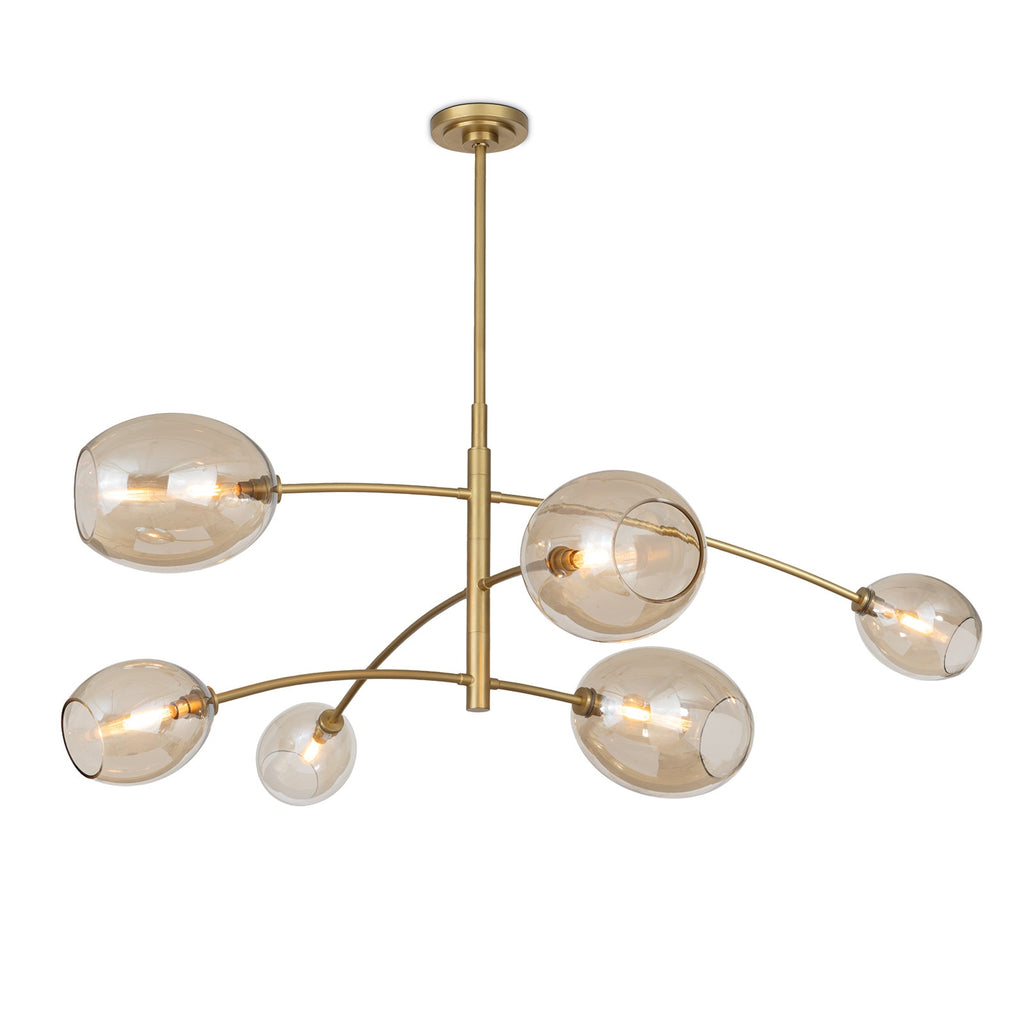 Artemis Chandelier, Natural Brass with Champagne Glass