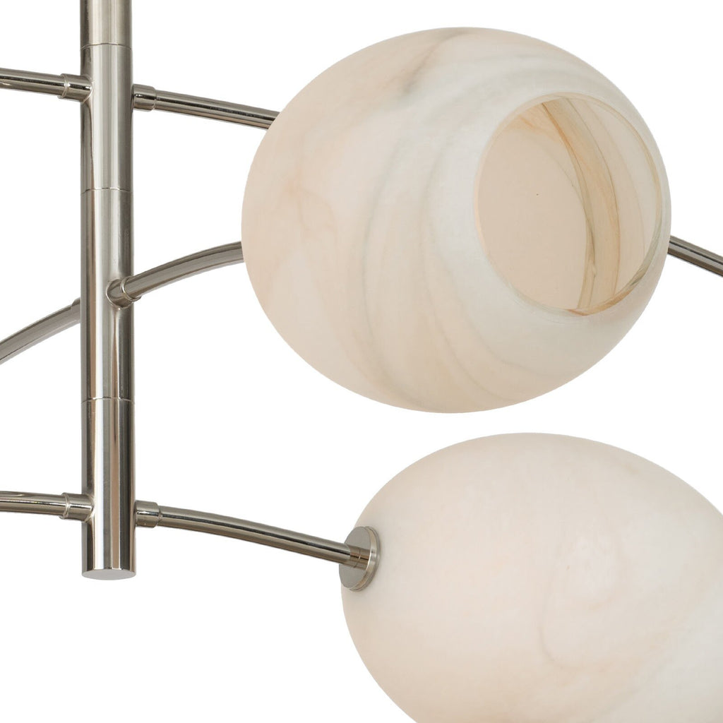 Artemis Chandelier, Polished Nickel with Alabaster Glass