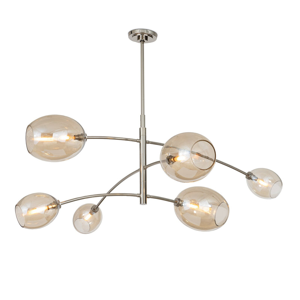 Artemis Chandelier, Polished Nickel with Champagne Glass