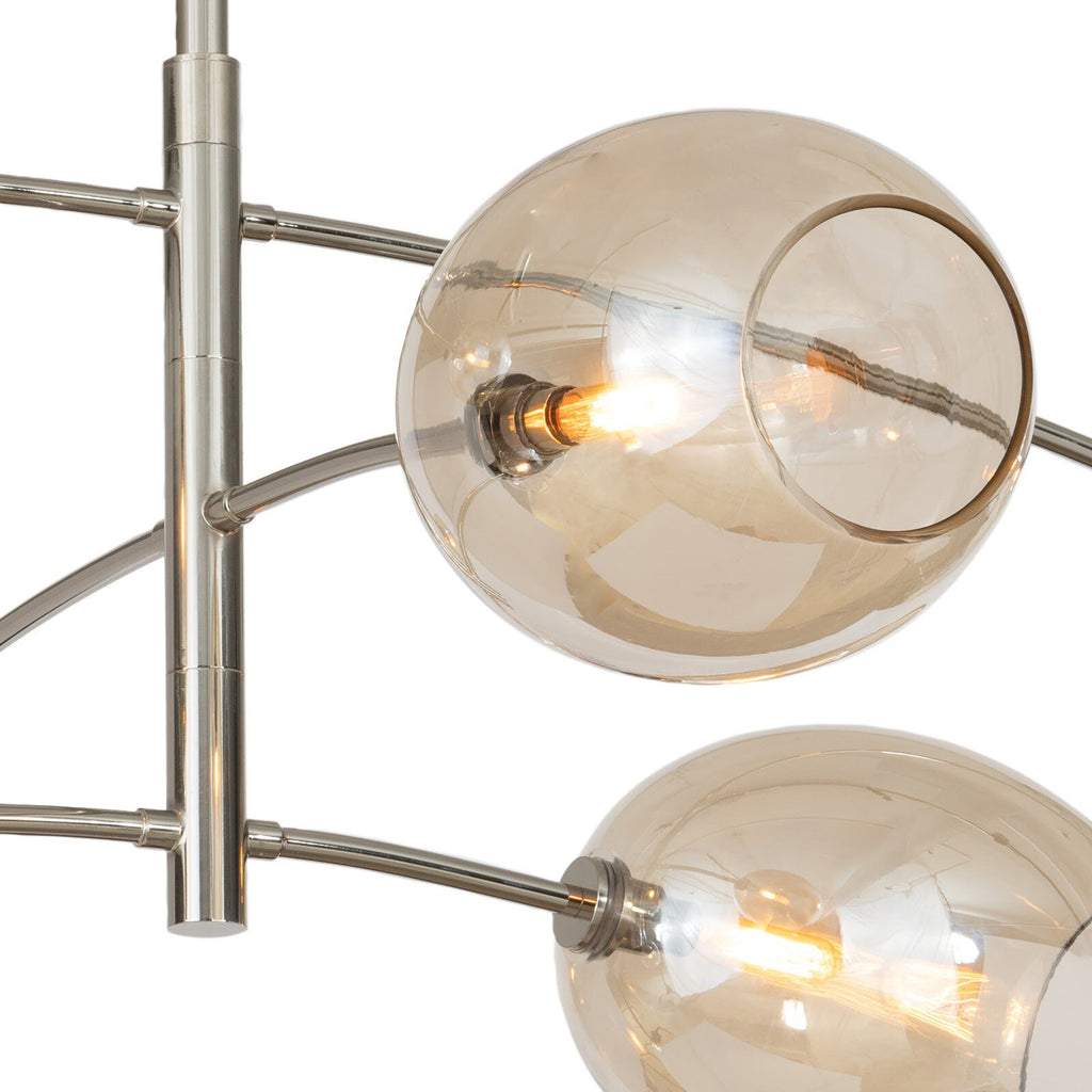 Artemis Chandelier, Polished Nickel with Champagne Glass