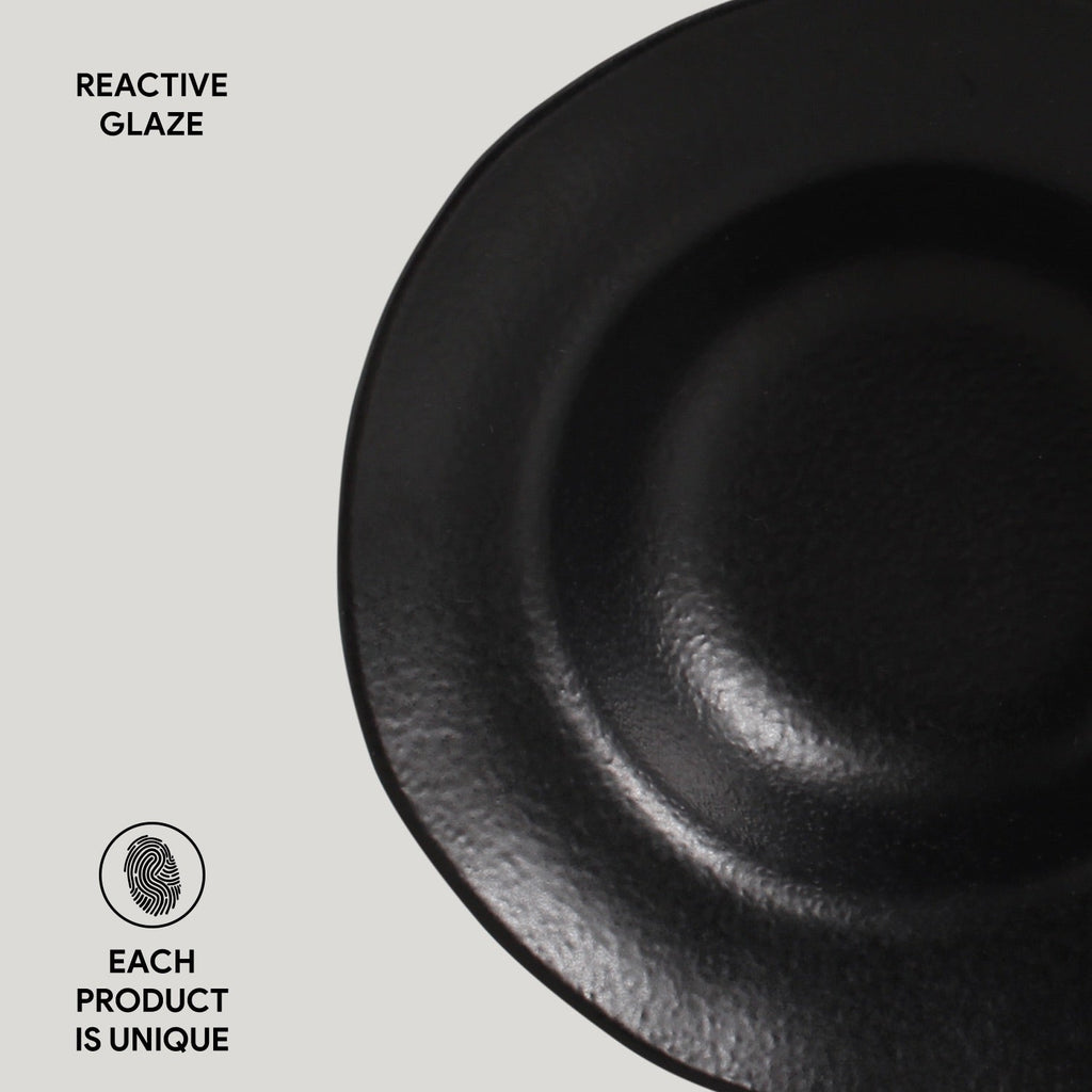 Matte Black Deep Rim Dessert Plates, Set of 4