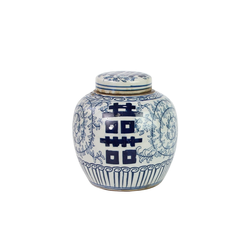 Blue And White Mini Jar Double Happiness