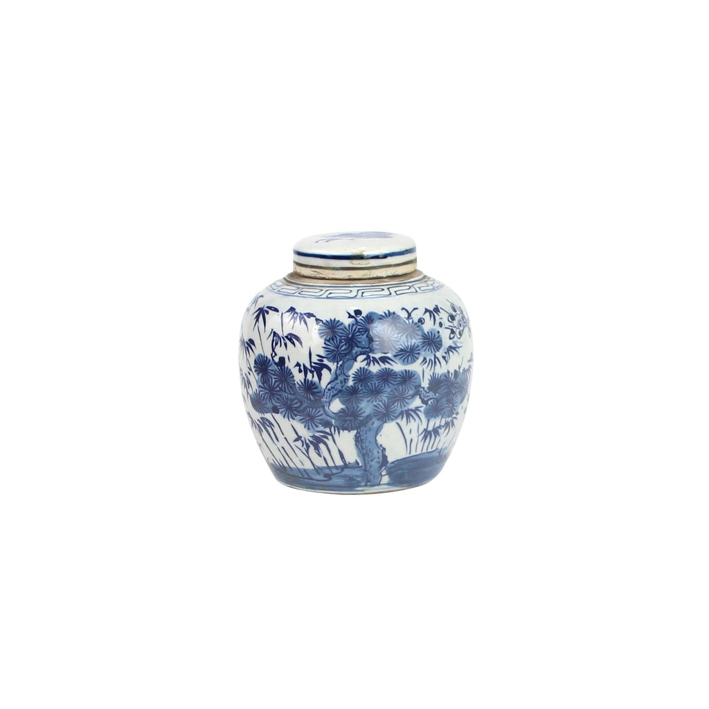 Blue And White Mini Jar Pine Tree