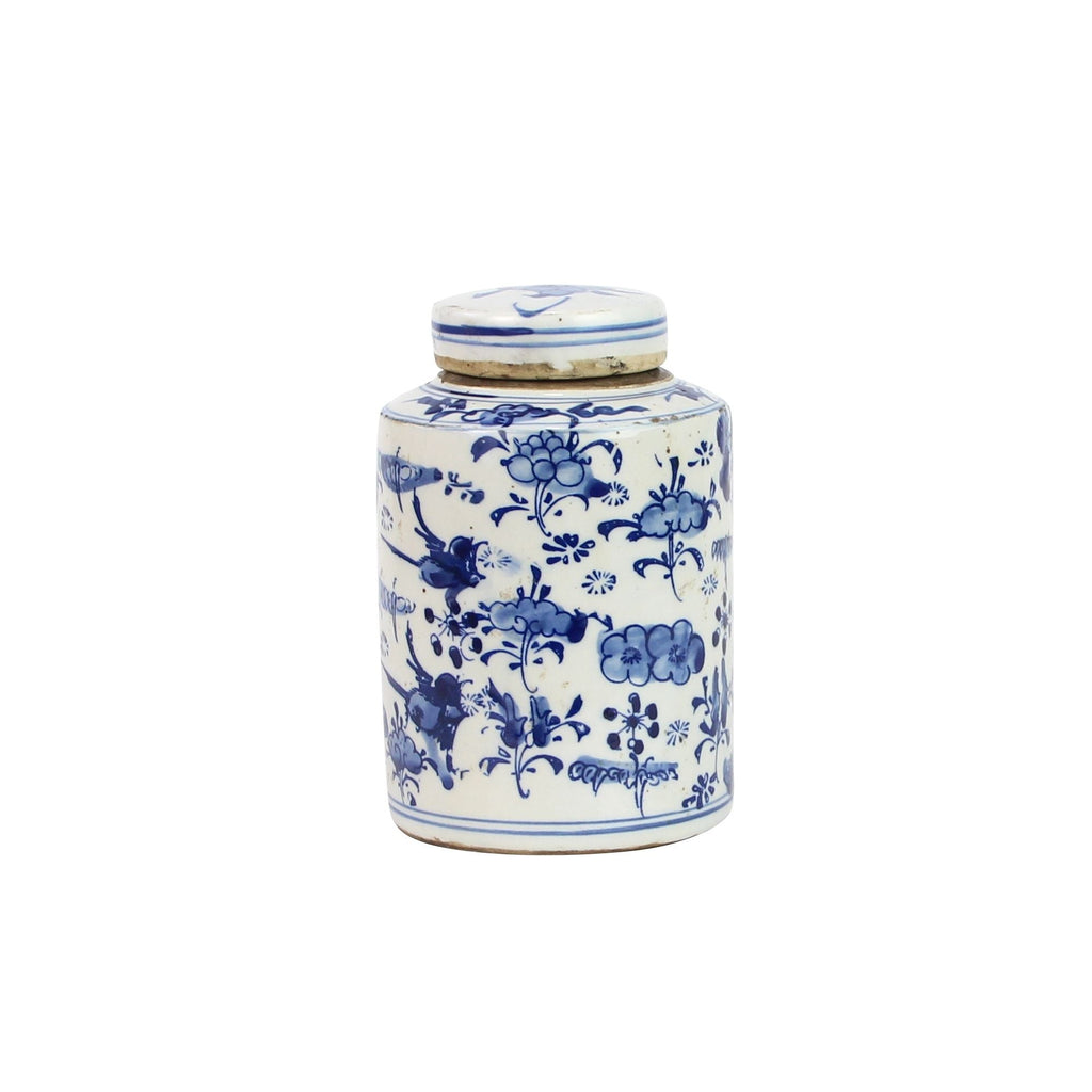 Blue And White Mini Tea Jar Lotus Floral