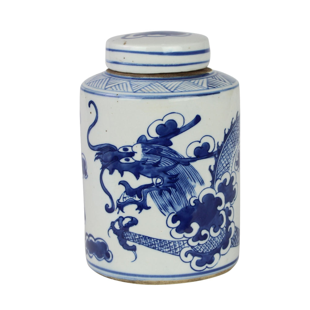 Blue And White Mini Tea Jar Dragon