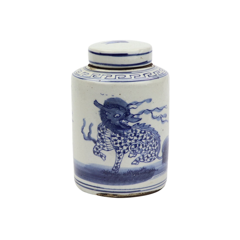 Blue And White Mini Tea Jar Kirin