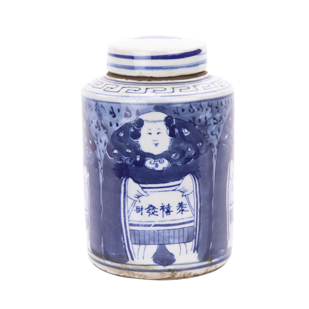 Blue And White Mini Tea Jar Lucky Boy