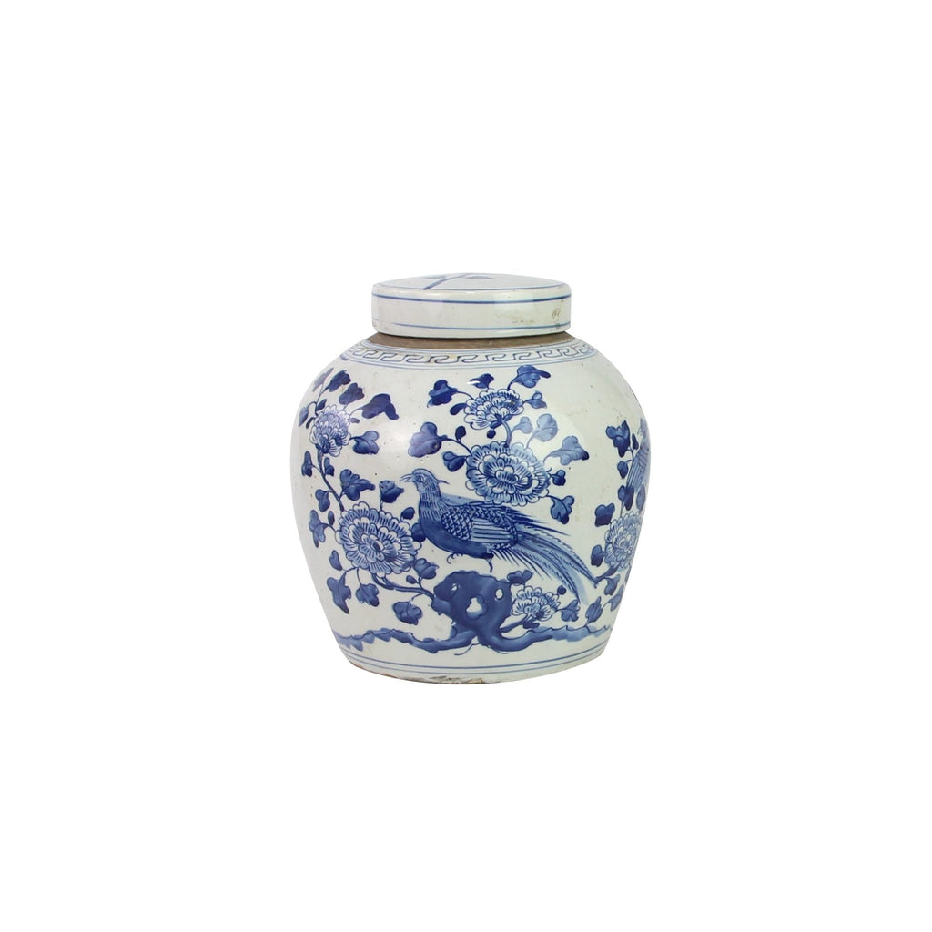 Blue And White Ming Jar Flower Bird Motif