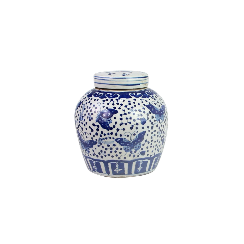 Blue And White Ming Jar Butterfly Dots