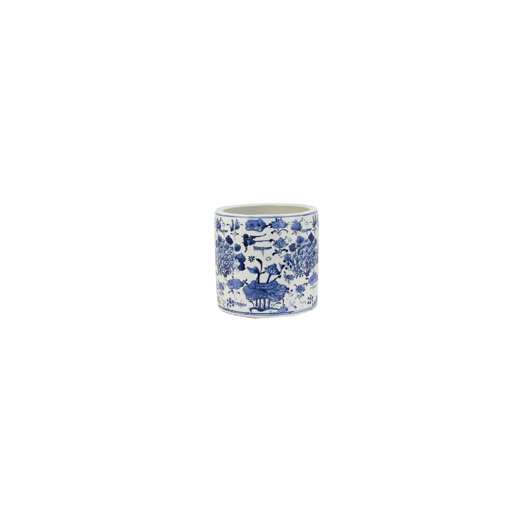 Blue And White Orchid Pot Swallow Flower Motif
