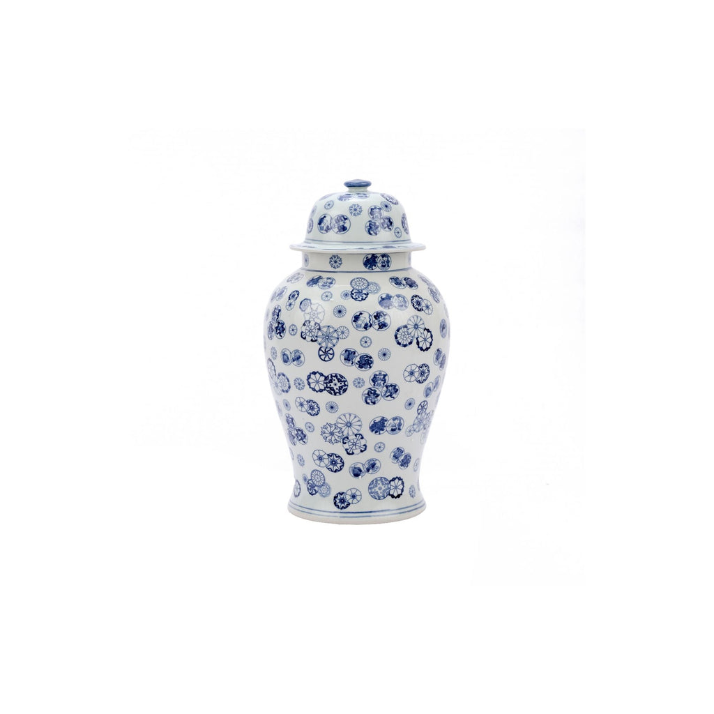Blue And White Porcelain Ball Flower Temple Jar Large