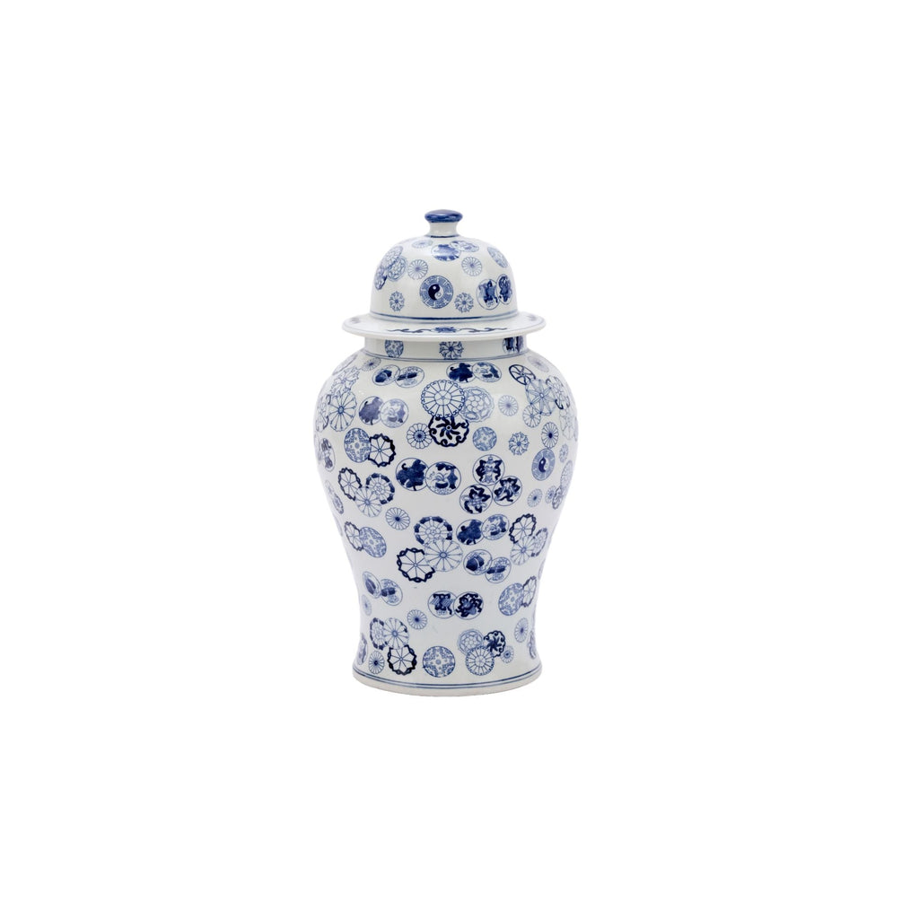 Blue And White Porcelain Ball Flower Temple Jar