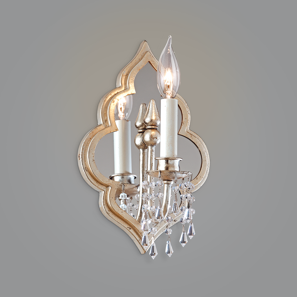 Bijoux Wall Sconce 11" - Silver Leaf With Antique Mist