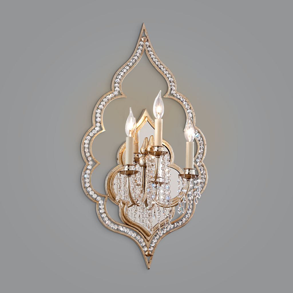 Bijoux Wall Sconce 29" - Silver Leaf With Antique Mist