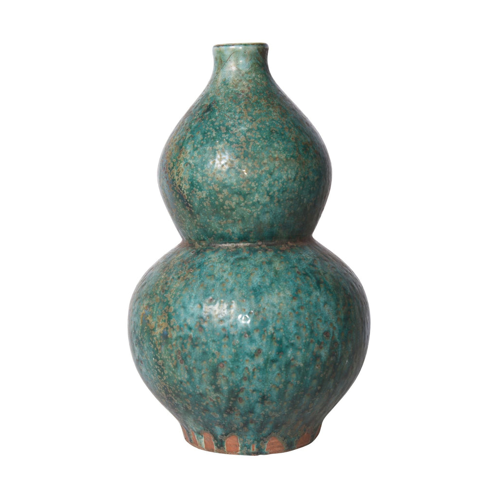 Speckled Green Gourd Vase