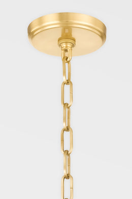 Treman Pendant - Aged Brass, Ceramic Gloss White