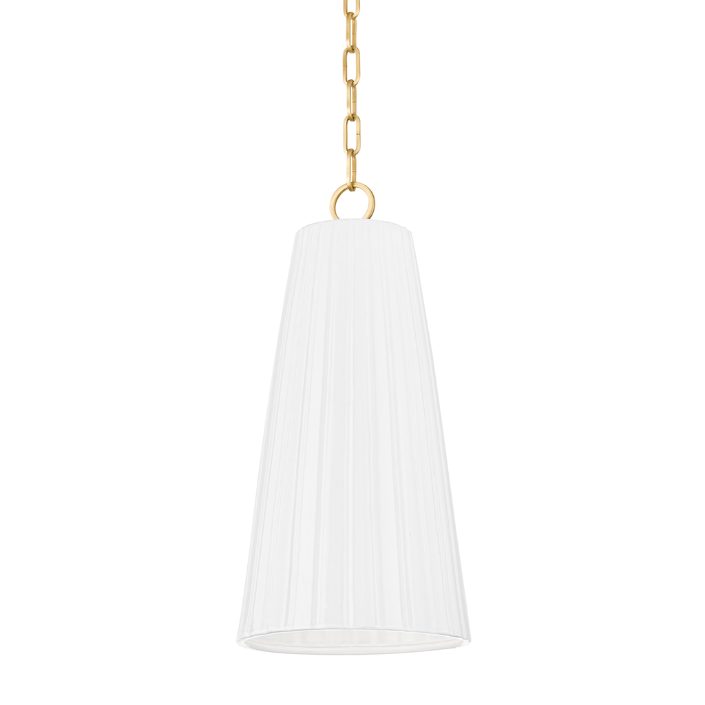 Treman Pendant - Aged Brass, Ceramic Gloss White