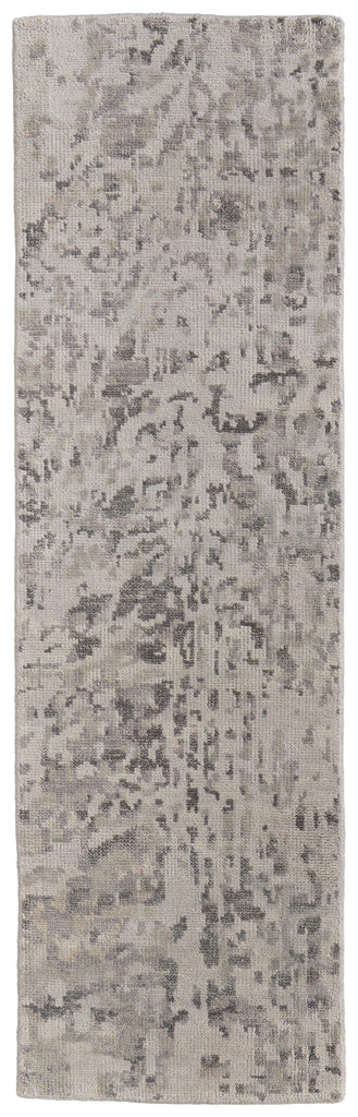 Wyman Transitional Abstract Ivory Gray Area Rug (2'6" x 8')