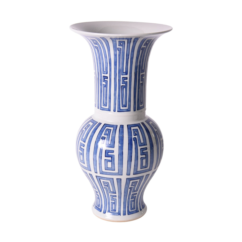 Blue And White Siam Symbol Ballaster Vase