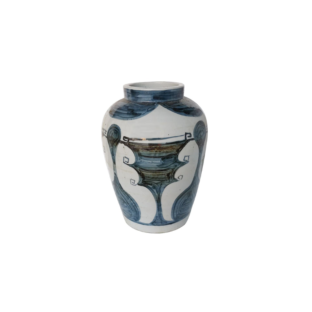 Blue And White Abstract Painting Jar