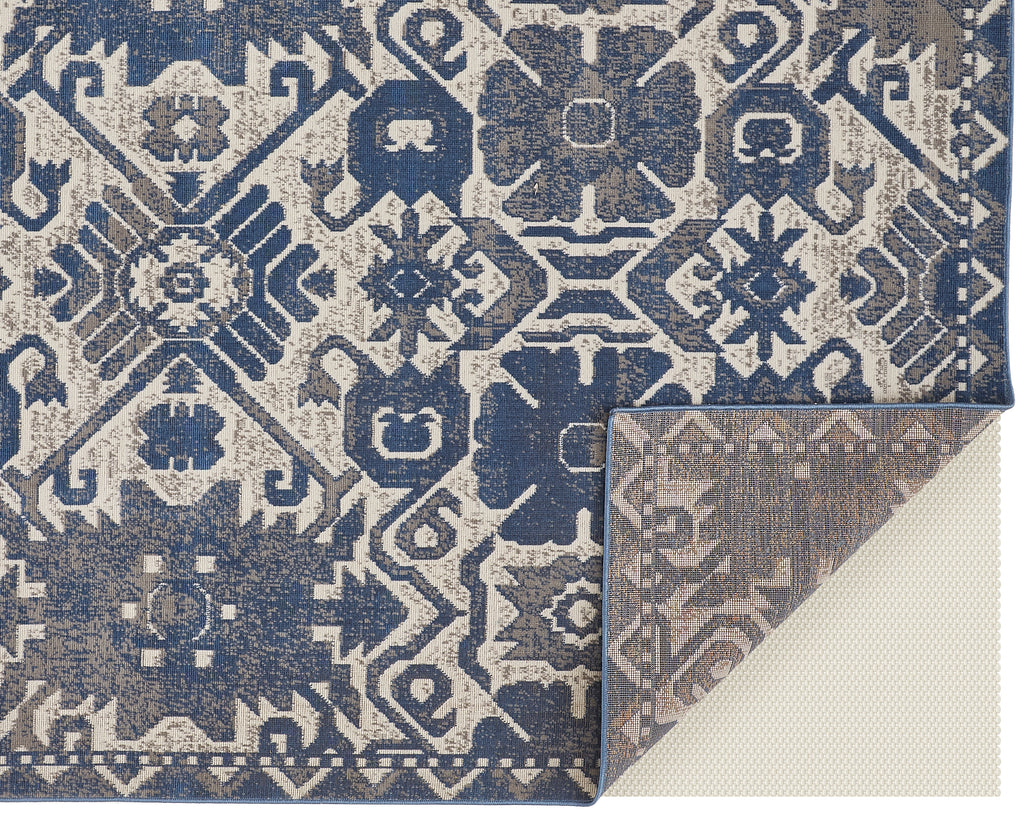 Foster Transitional Oriental Blue Brown Ivory Area Rug (1'8" x 2'10")