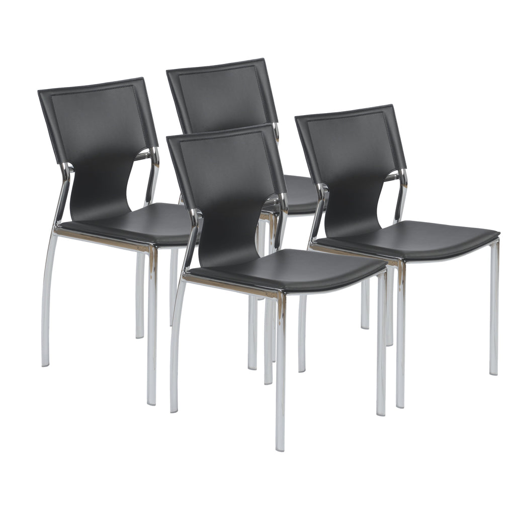 Vinnie Side Chair - Black,Chrome Legs,Set of 4