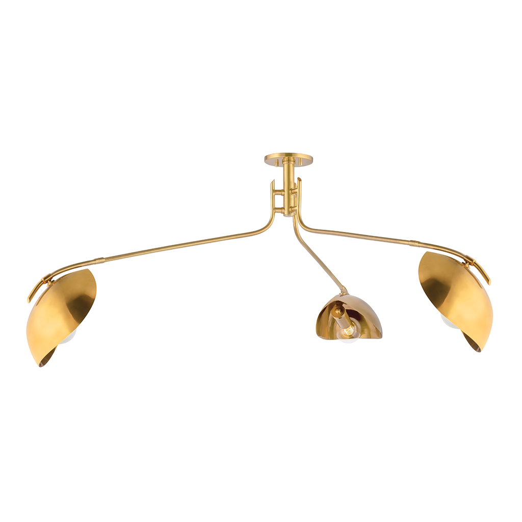 Avondale Semi Flush, Aged Brass