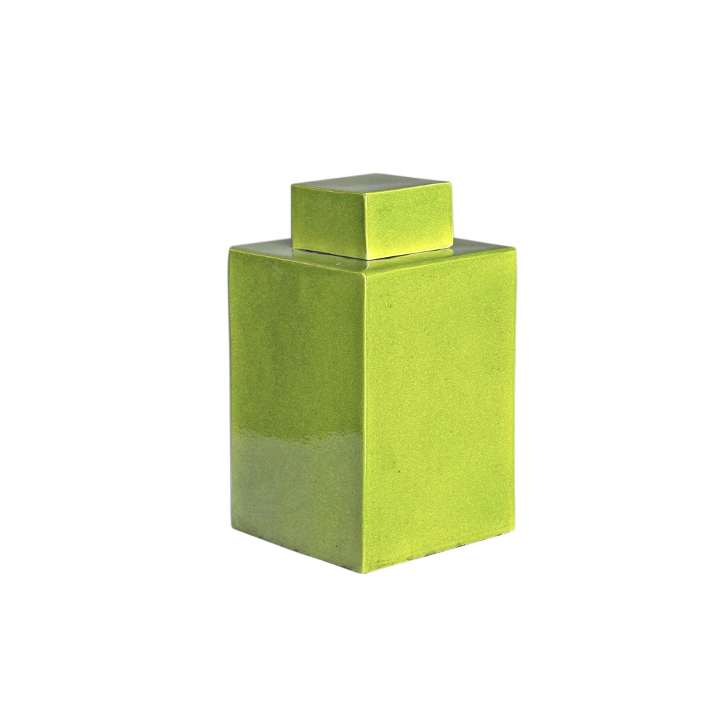 Square Tea Jar Lime Green