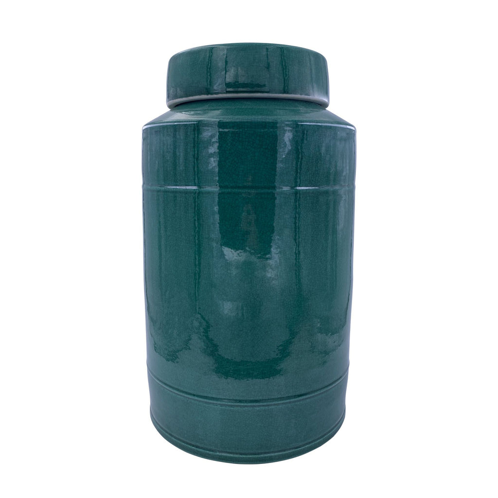 Round Tea Jar 13H Emerald Green