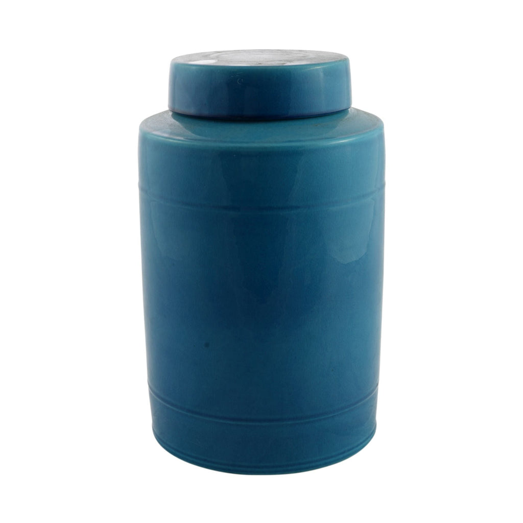 Round Tea Jar 13H Turquoise