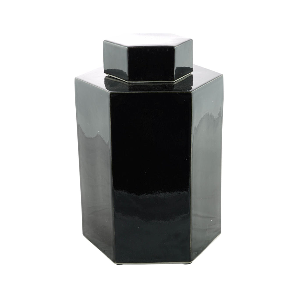 Hex Tea Jar 14H Black