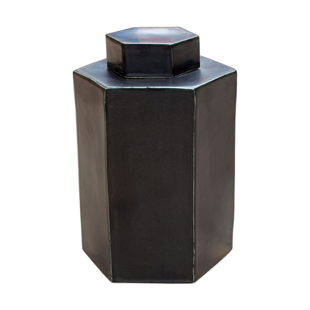 Hex Tea Jar 14H Matte Black