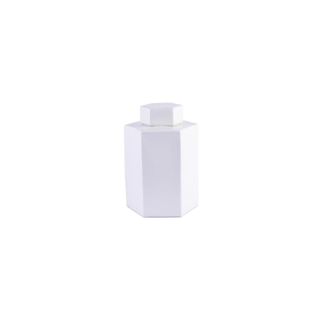 Hex Tea Jar 14H Matte White