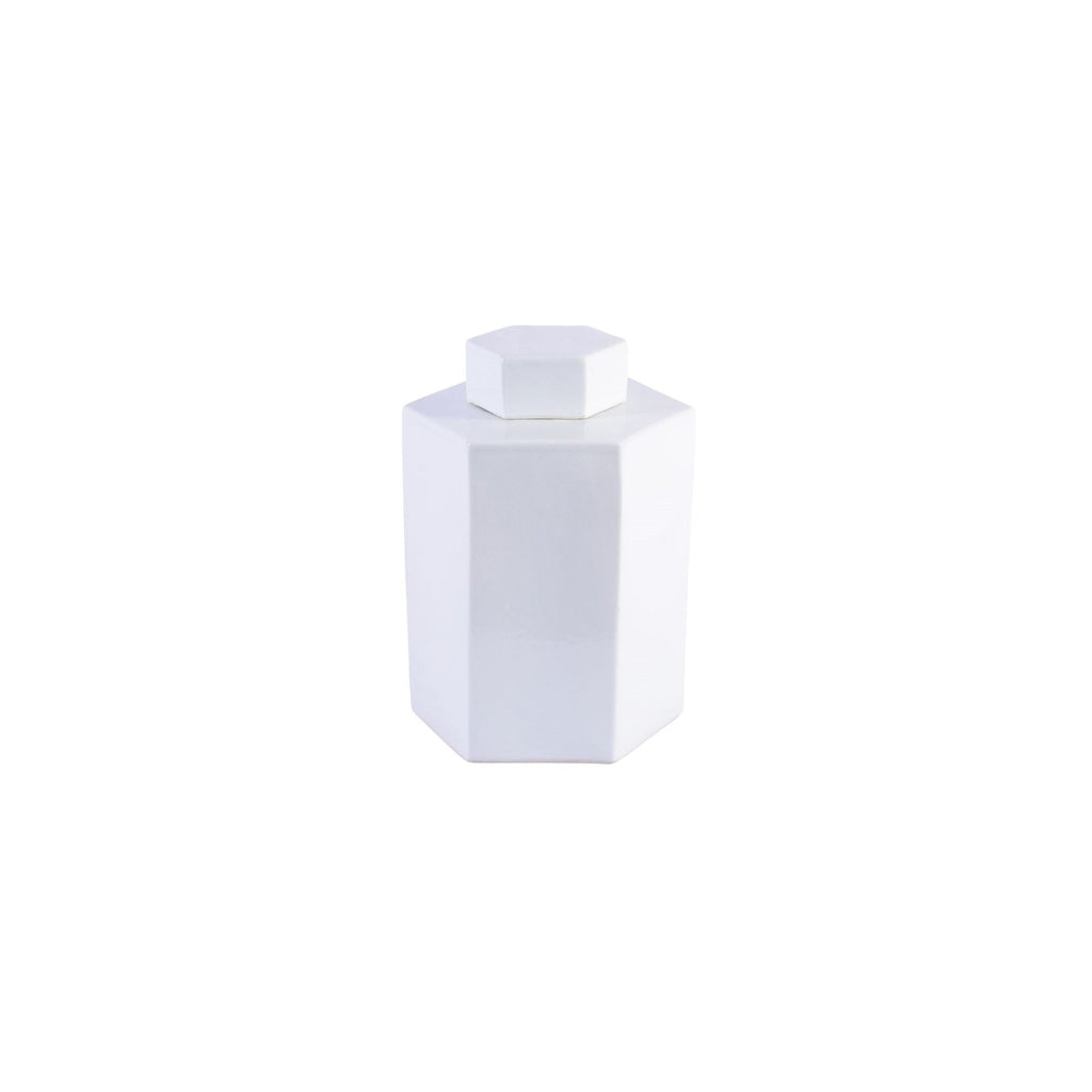 Hex Tea Jar 14H White