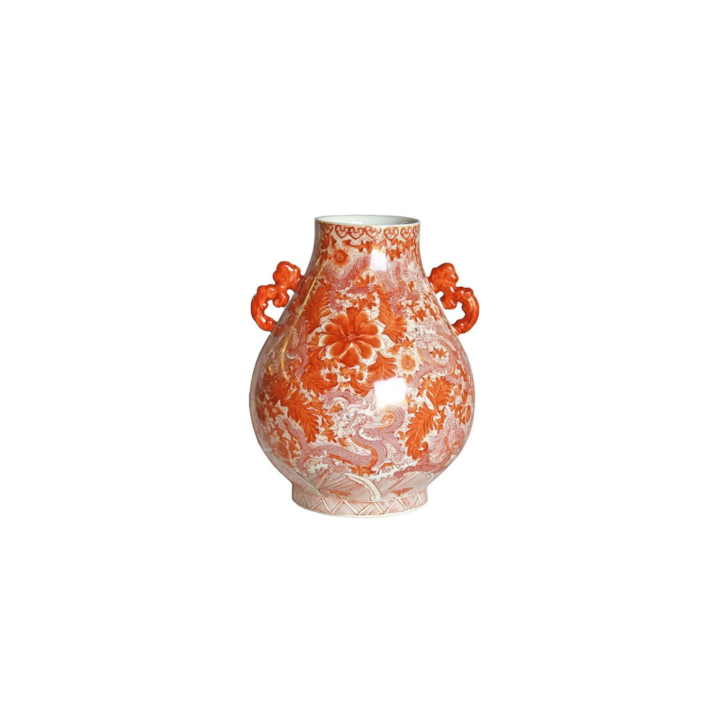 Orange Dragon Deer Head Vase